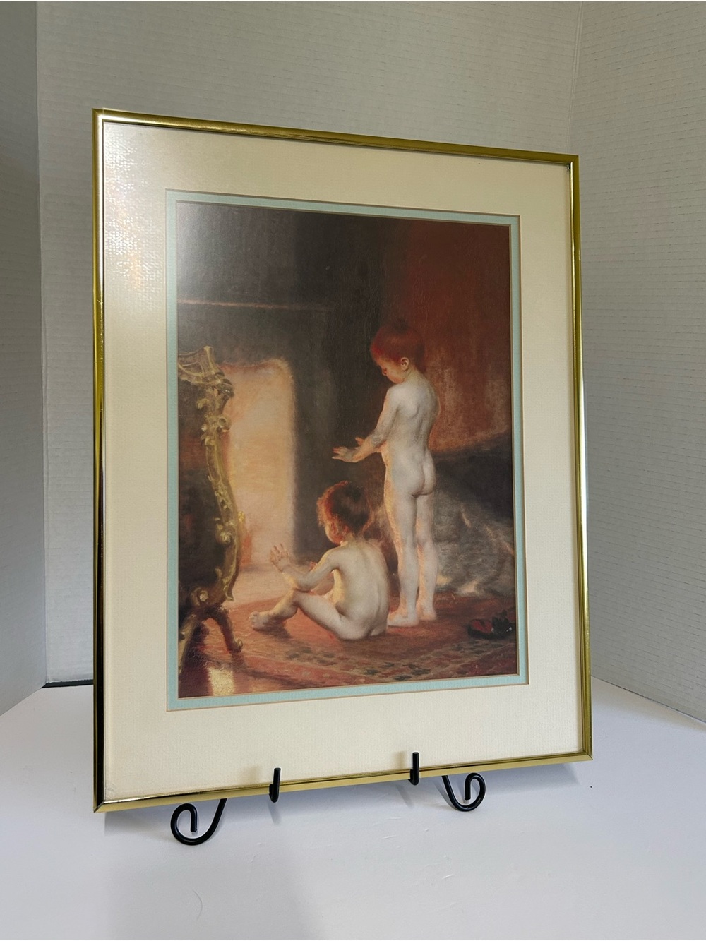Vintage Paul Peel After the Bath Framed Art Print Gold Metal Frame
